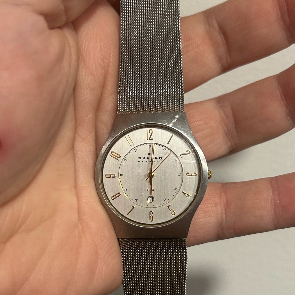 Beautiful Vintage Silver Skagen with Silver Mesh Strap